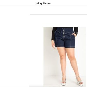 FOLD OVER WAIST SHORTS WITH BUTTON DETAILS